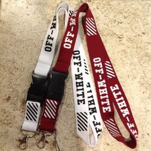 2 Off White Lanyard Nylon Keychain 